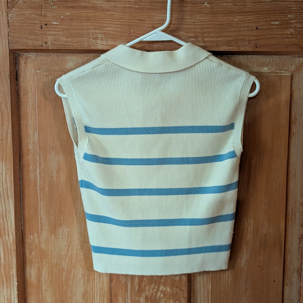 Double Zero Cream Ribbed Knit Top - Picture 3 of 3